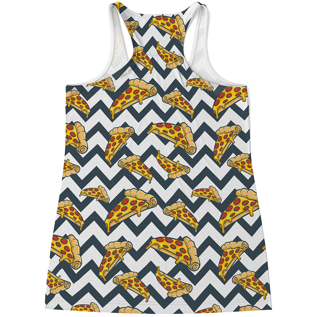 Zigzag Pizza Pattern Print Women's Racerback Tank Top