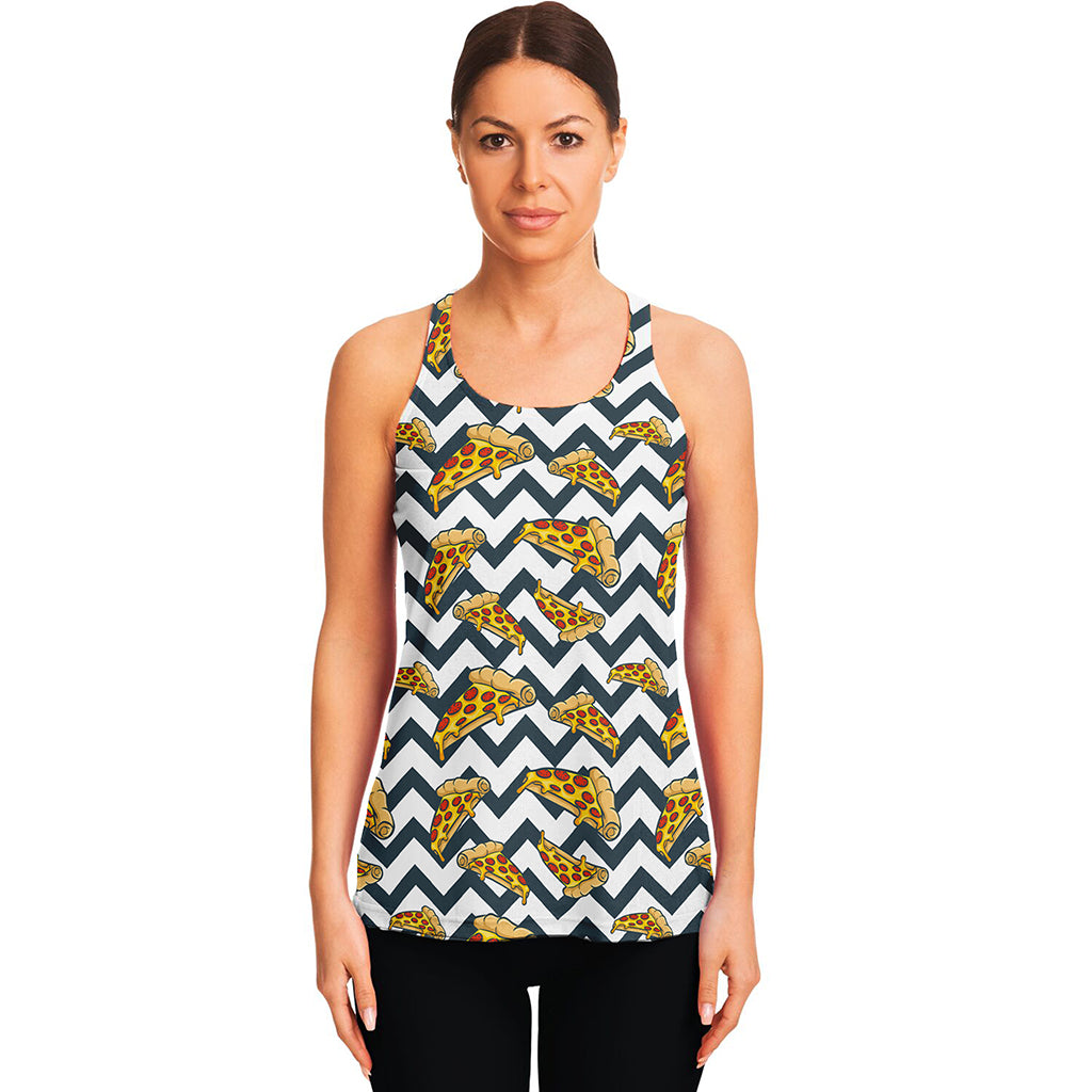Zigzag Pizza Pattern Print Women's Racerback Tank Top