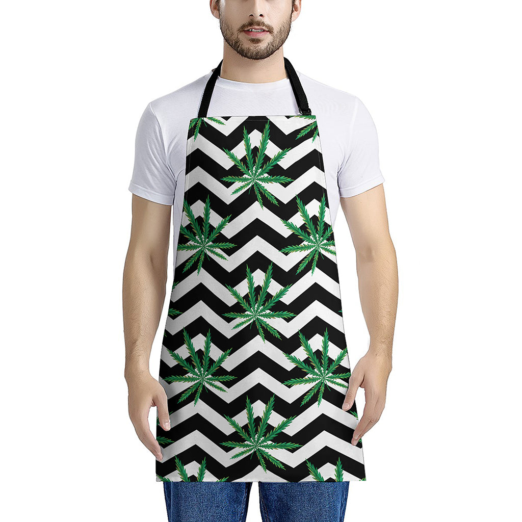 Zigzag Weed Pattern Print Apron