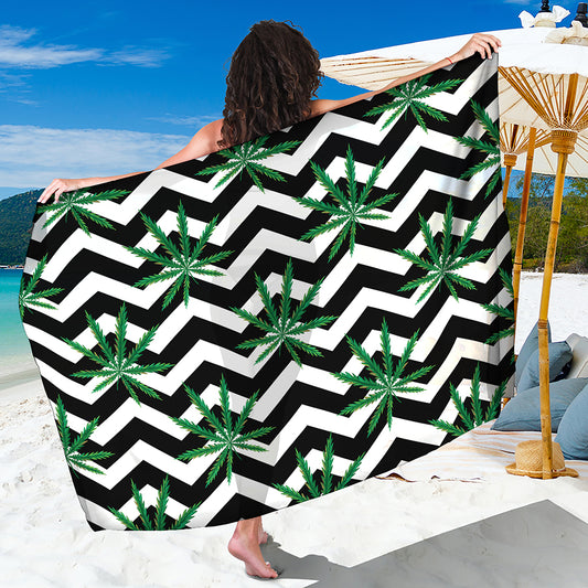 Zigzag Weed Pattern Print Beach Sarong Wrap