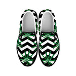 Zigzag Weed Pattern Print Black Slip On Shoes