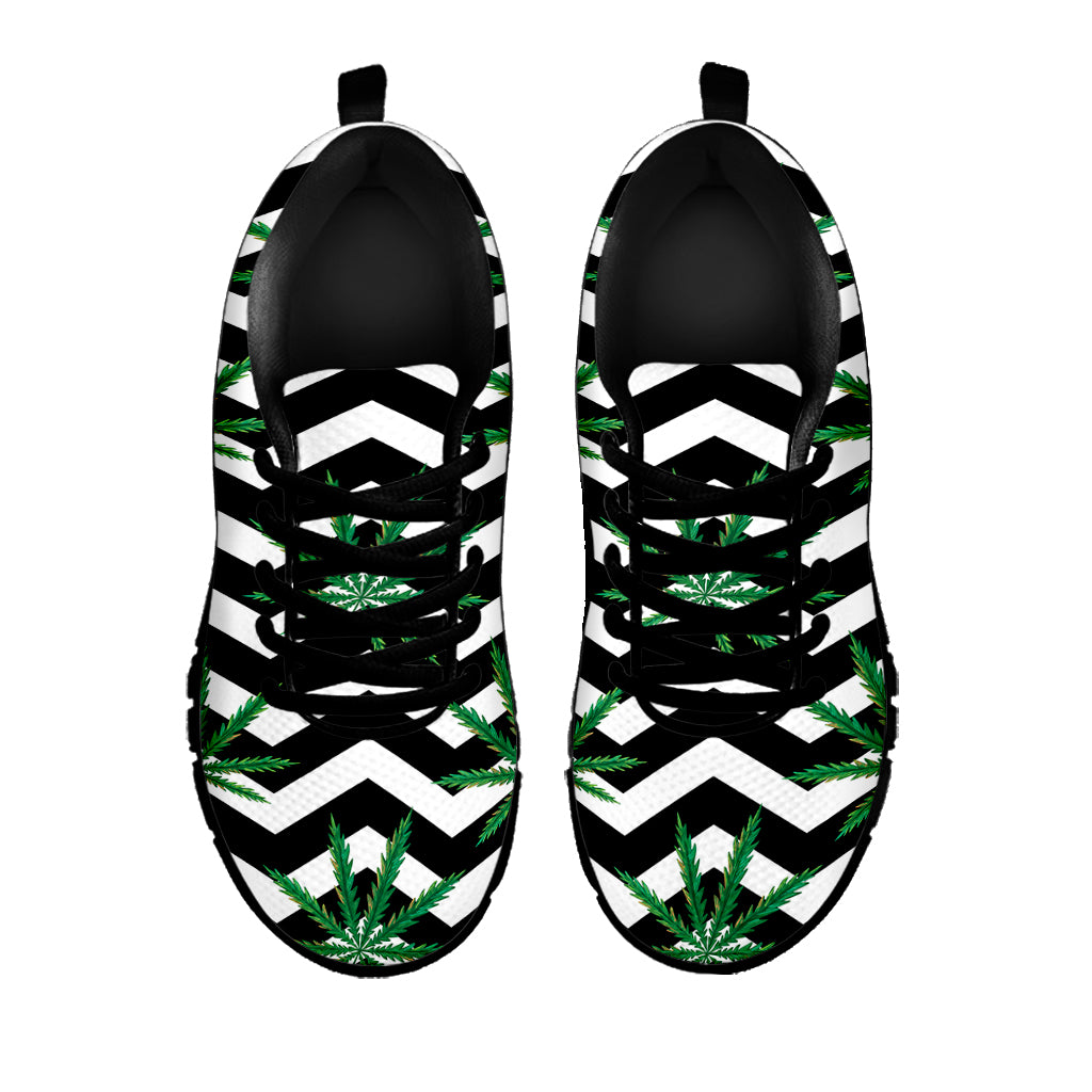 Zigzag Weed Pattern Print Black Sneakers