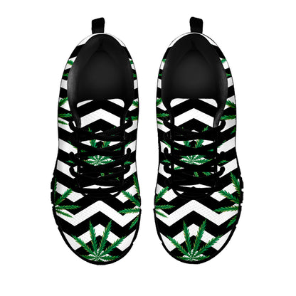Zigzag Weed Pattern Print Black Sneakers