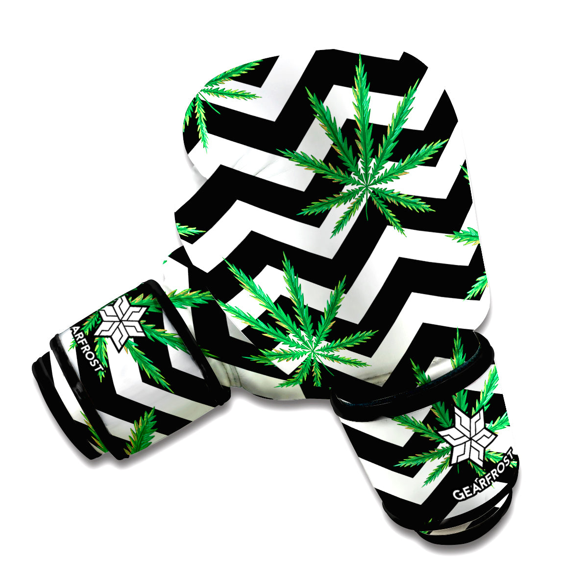 Zigzag Weed Pattern Print Boxing Gloves