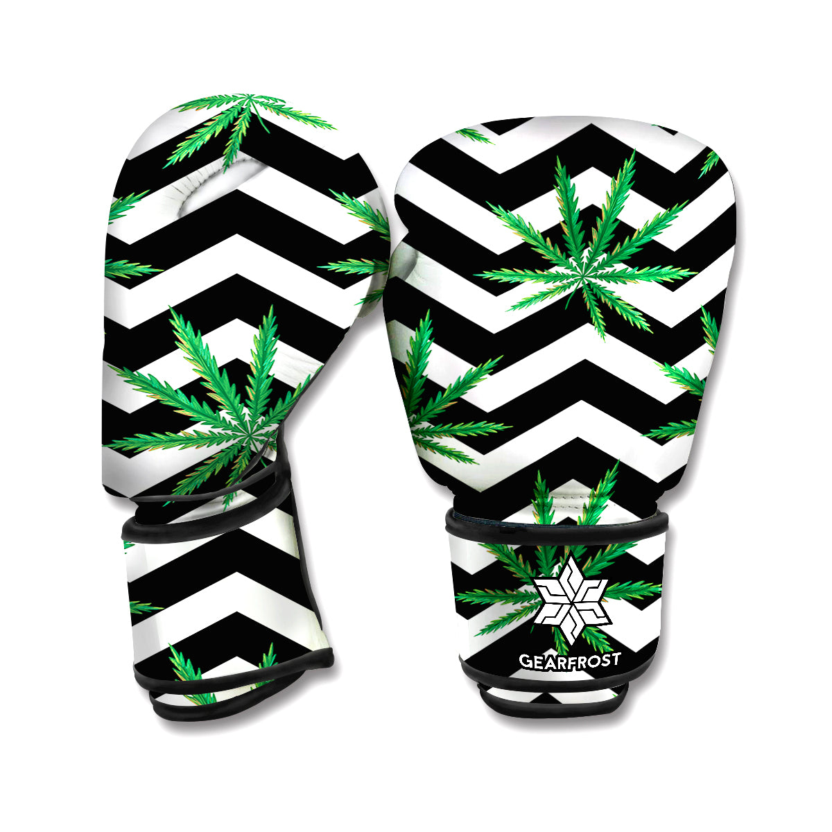 Zigzag Weed Pattern Print Boxing Gloves