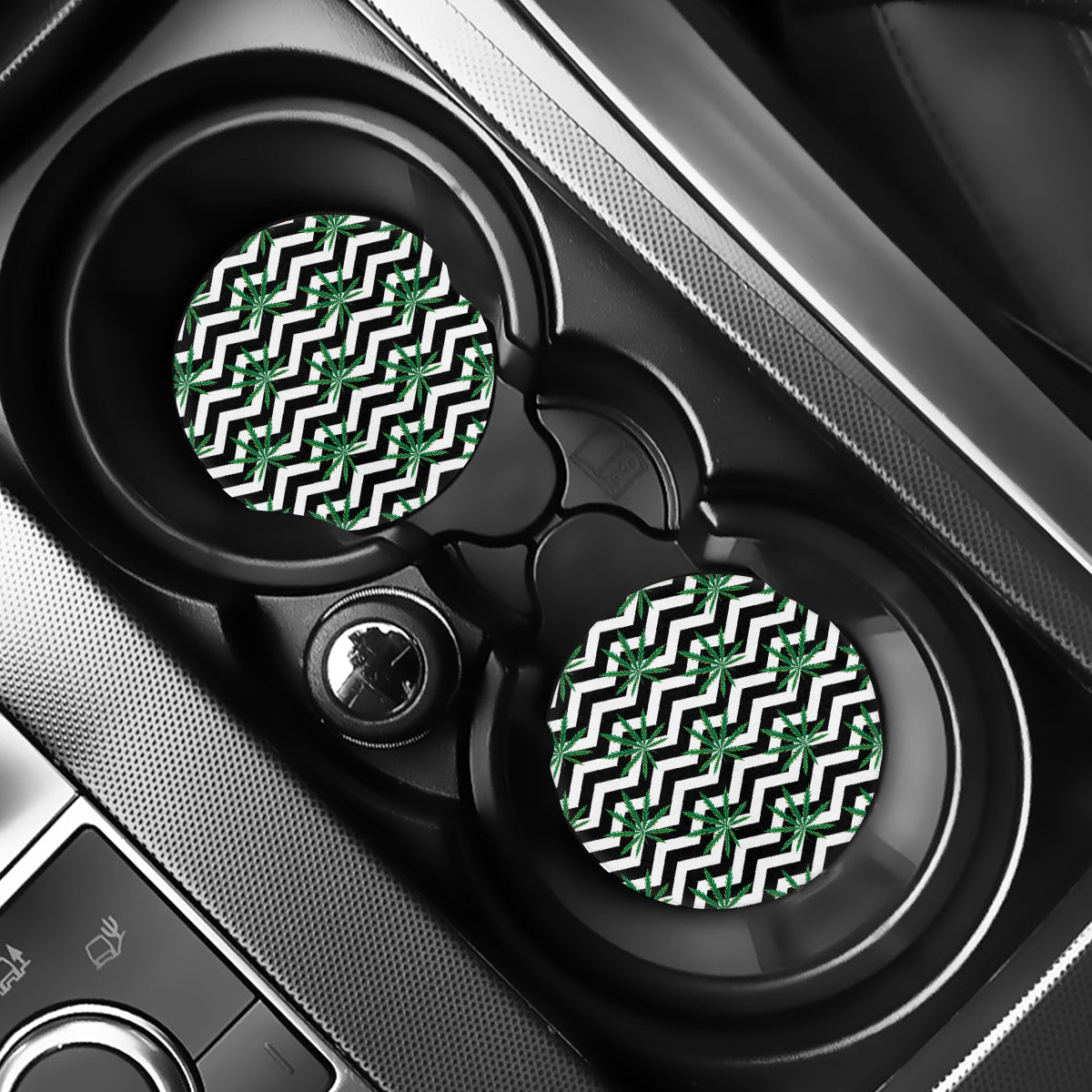 Zigzag Weed Pattern Print Car Coasters