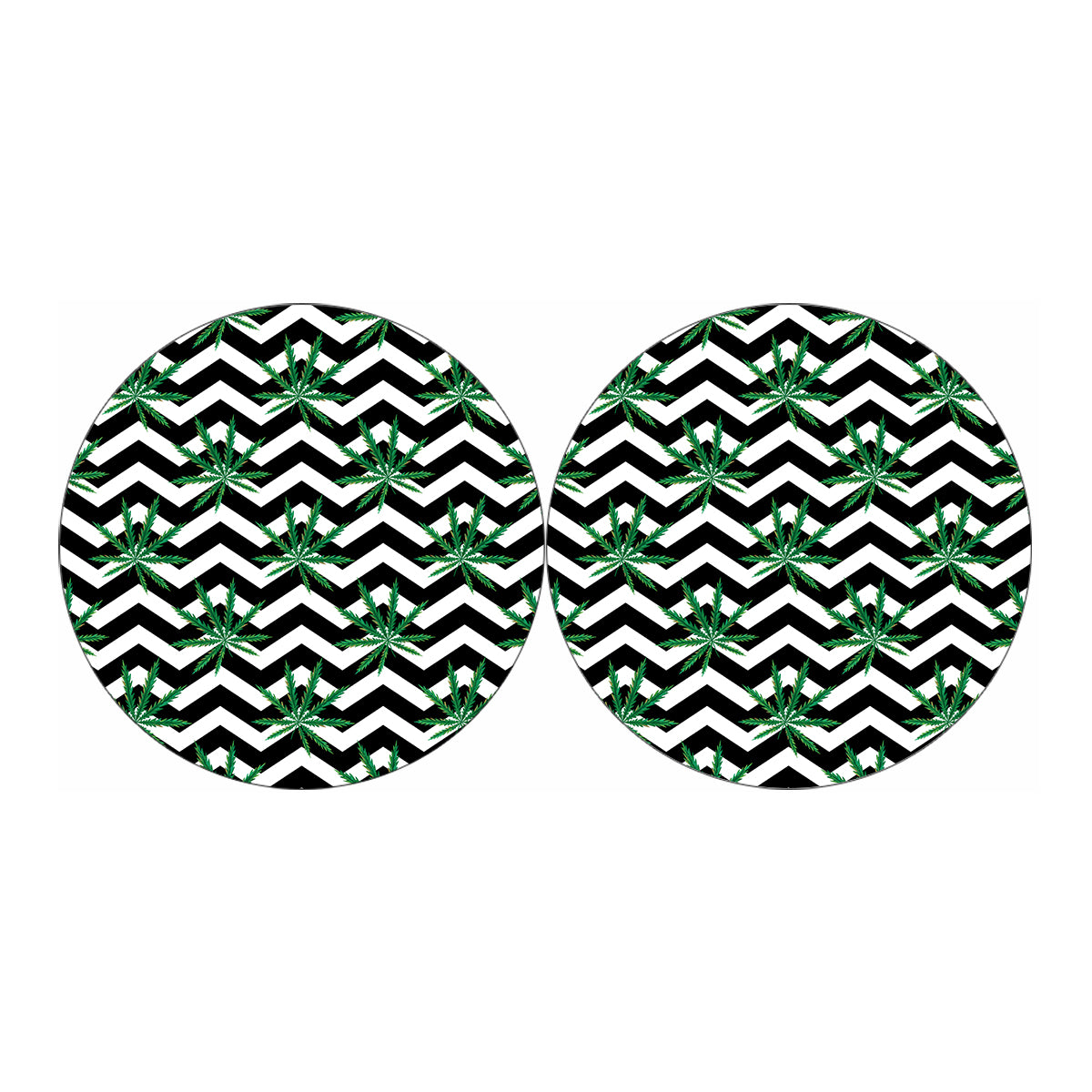 Zigzag Weed Pattern Print Car Coasters