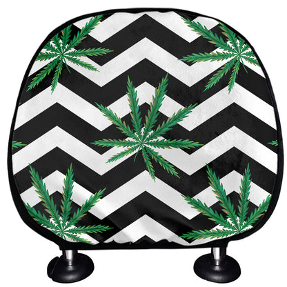 Zigzag Weed Pattern Print Car Headrest Covers