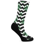 Zigzag Weed Pattern Print Crew Socks