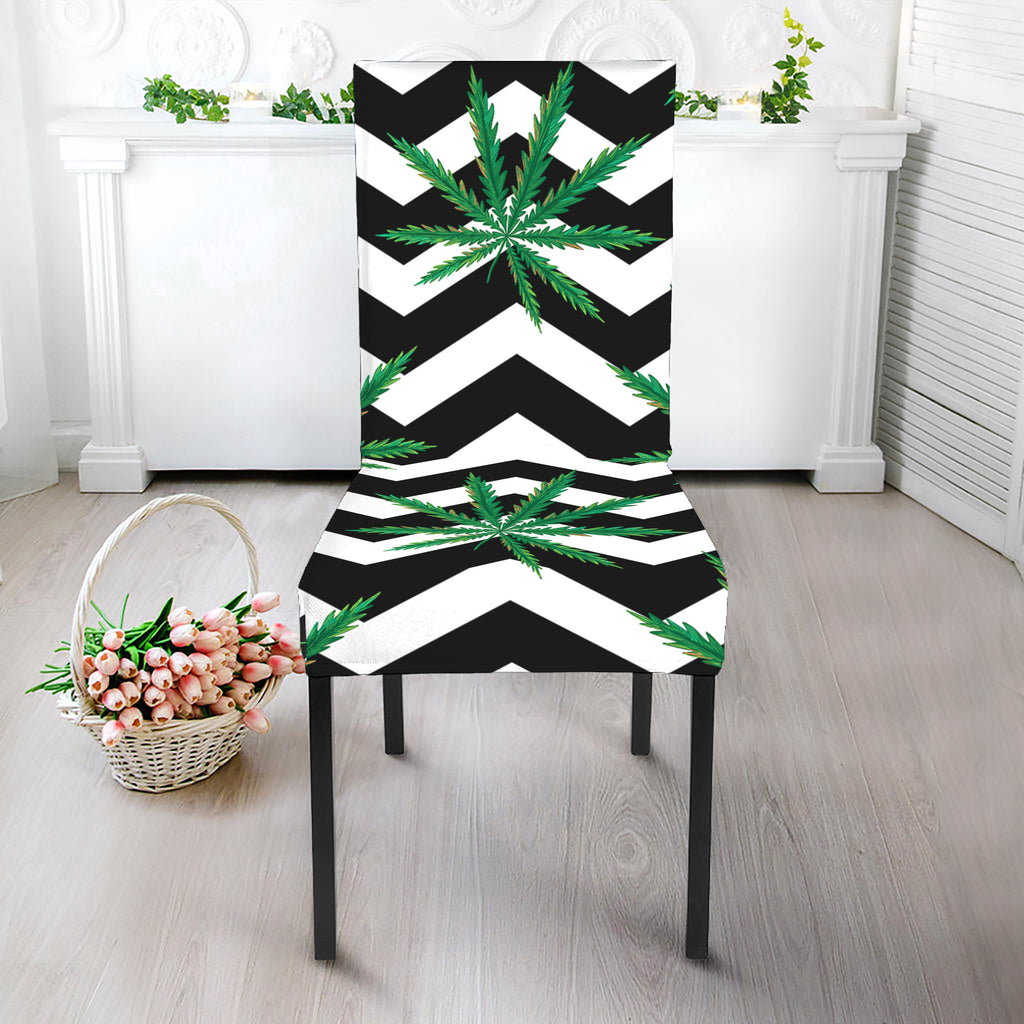 Zigzag Weed Pattern Print Dining Chair Slipcover