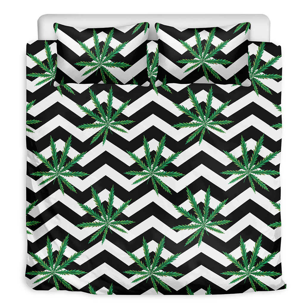 Zigzag Weed Pattern Print Duvet Cover Bedding Set