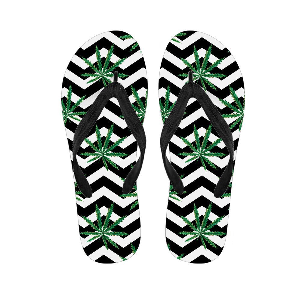 Zigzag Weed Pattern Print Flip Flops