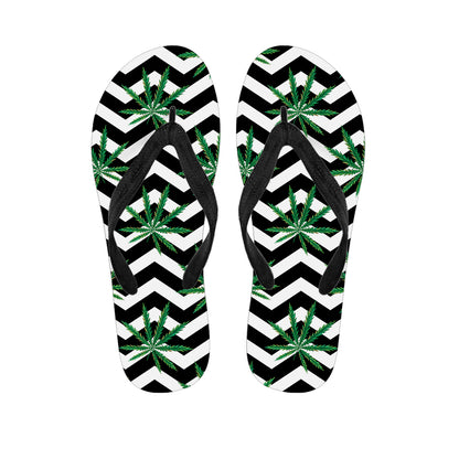 Zigzag Weed Pattern Print Flip Flops