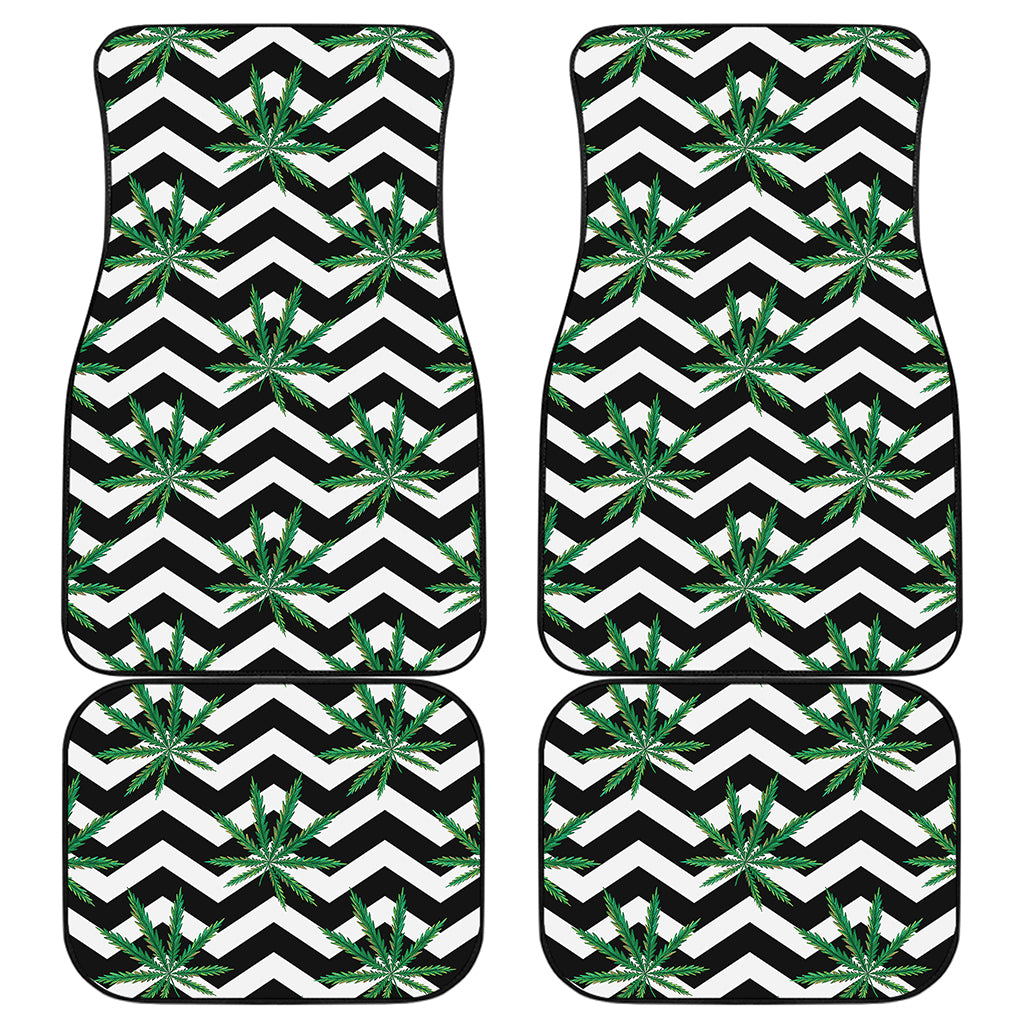 Zigzag Weed Pattern Print Front and Back Car Floor Mats