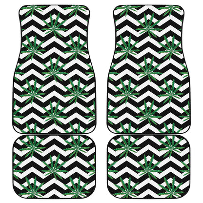 Zigzag Weed Pattern Print Front and Back Car Floor Mats