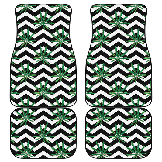 Zigzag Weed Pattern Print Front and Back Car Floor Mats