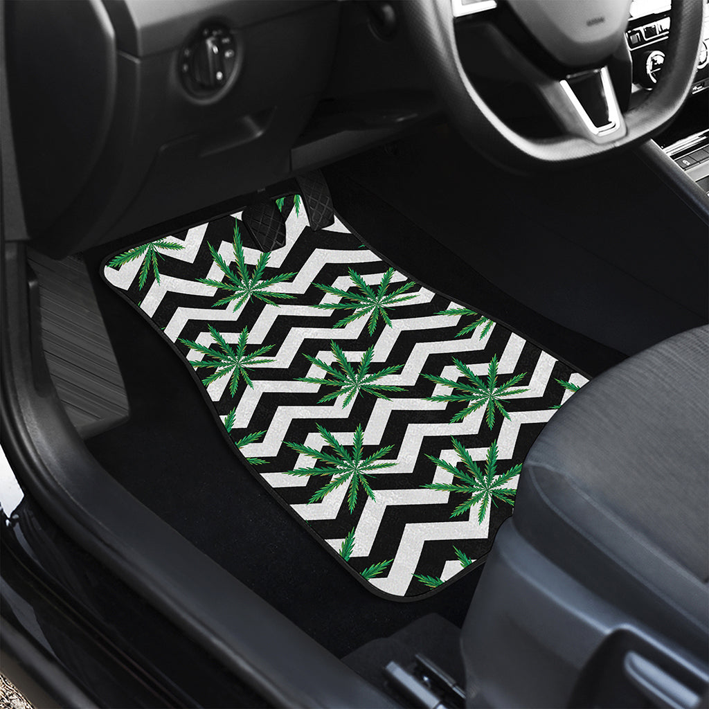 Zigzag Weed Pattern Print Front and Back Car Floor Mats