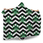 Zigzag Weed Pattern Print Hooded Blanket