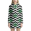 Zigzag Weed Pattern Print Pullover Hoodie Dress