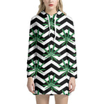 Zigzag Weed Pattern Print Hoodie Dress