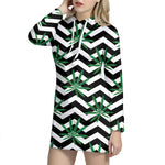 Zigzag Weed Pattern Print Hoodie Dress