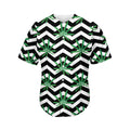 Zigzag Weed Pattern Print Men's Baseball Jersey