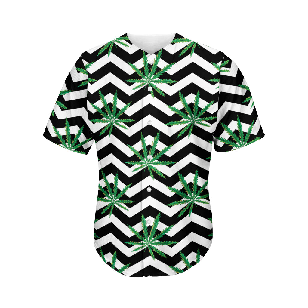 Zigzag Weed Pattern Print Men's Baseball Jersey