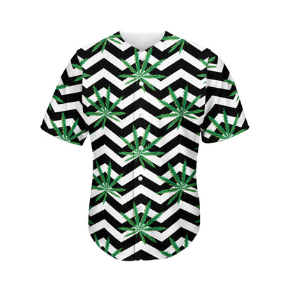 Zigzag Weed Pattern Print Men's Baseball Jersey