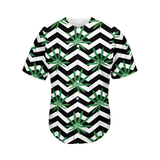 Zigzag Weed Pattern Print Men's Baseball Jersey