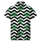 Zigzag Weed Pattern Print Men's Short Sleeve Shirt