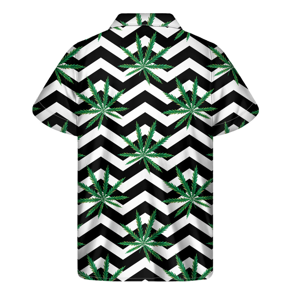 Zigzag Weed Pattern Print Men's Short Sleeve Shirt