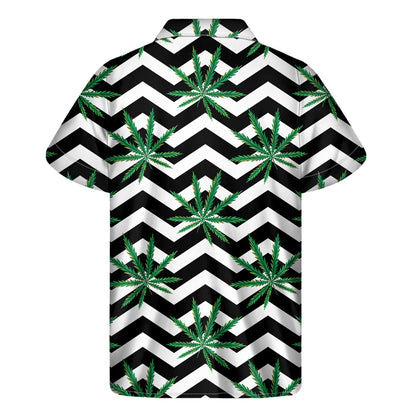 Zigzag Weed Pattern Print Men's Short Sleeve Shirt