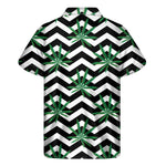 Zigzag Weed Pattern Print Men's Short Sleeve Shirt
