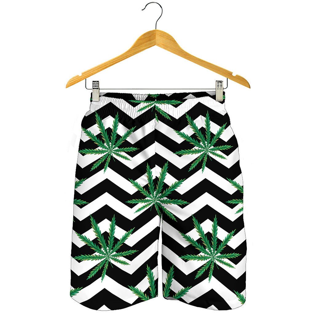 Zigzag Weed Pattern Print Men's Shorts