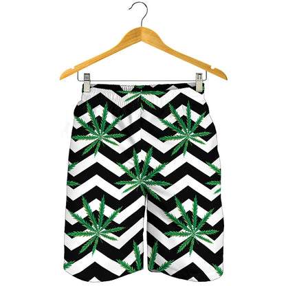 Zigzag Weed Pattern Print Men's Shorts