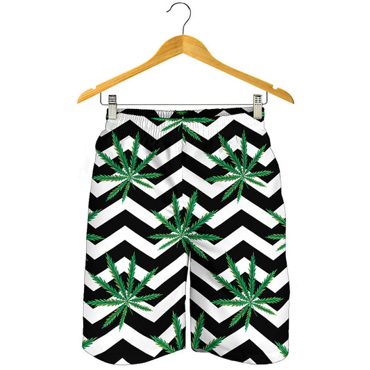 Zigzag Weed Pattern Print Men's Shorts
