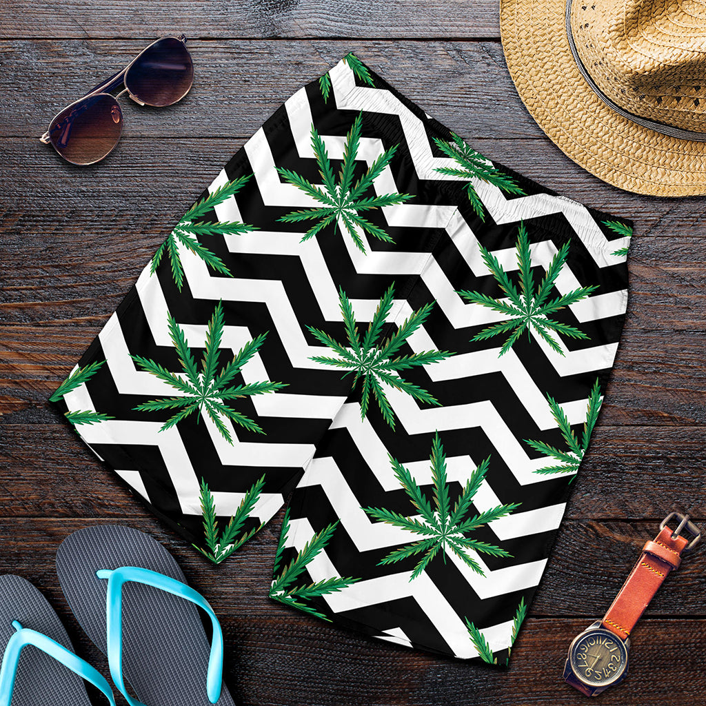 Zigzag Weed Pattern Print Men's Shorts