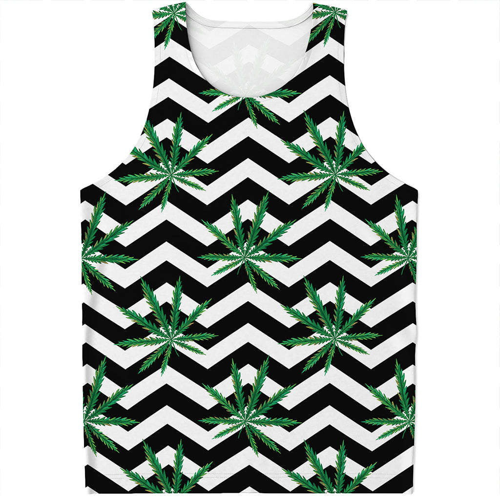Zigzag Weed Pattern Print Men's Tank Top