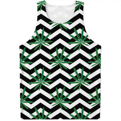Zigzag Weed Pattern Print Men's Tank Top