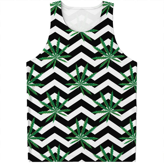 Zigzag Weed Pattern Print Men's Tank Top