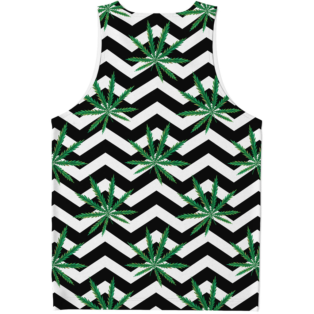 Zigzag Weed Pattern Print Men's Tank Top