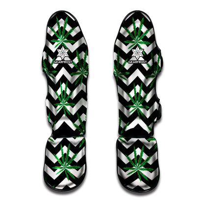 Zigzag Weed Pattern Print Muay Thai Shin Guard
