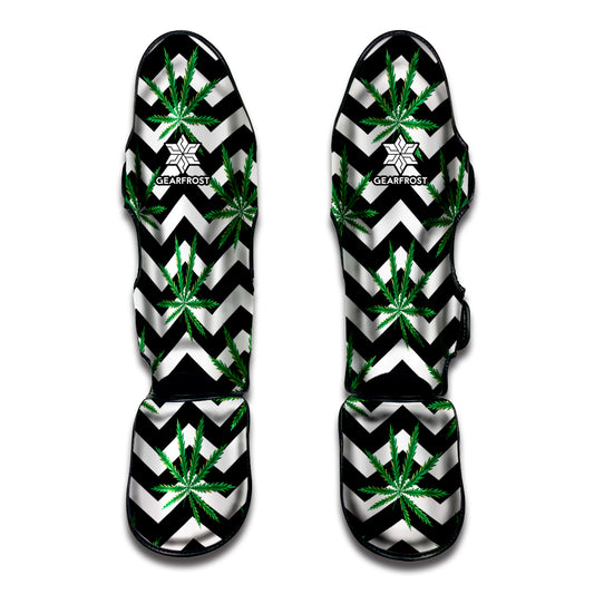 Zigzag Weed Pattern Print Muay Thai Shin Guard