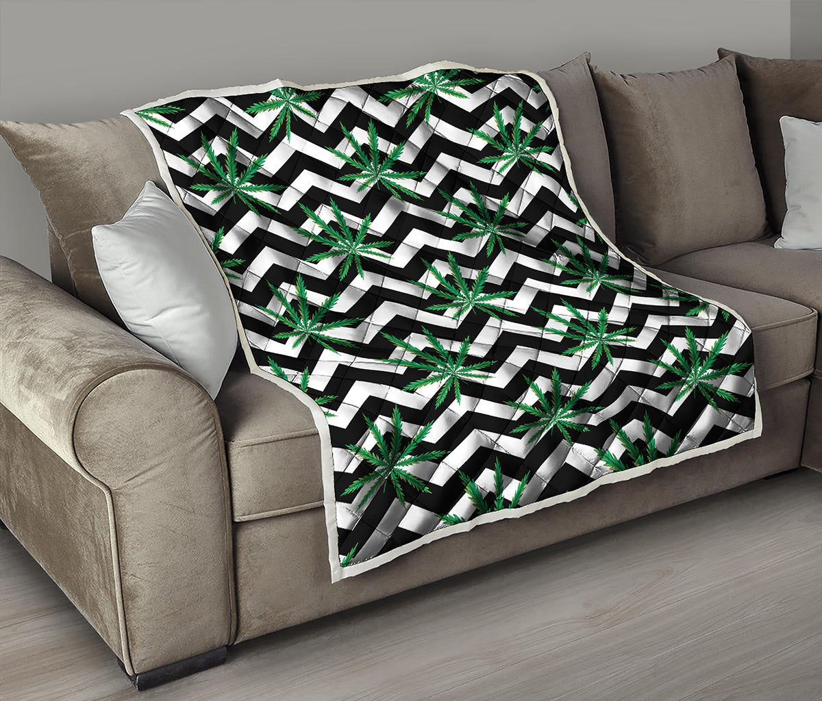 Zigzag Weed Pattern Print Quilt