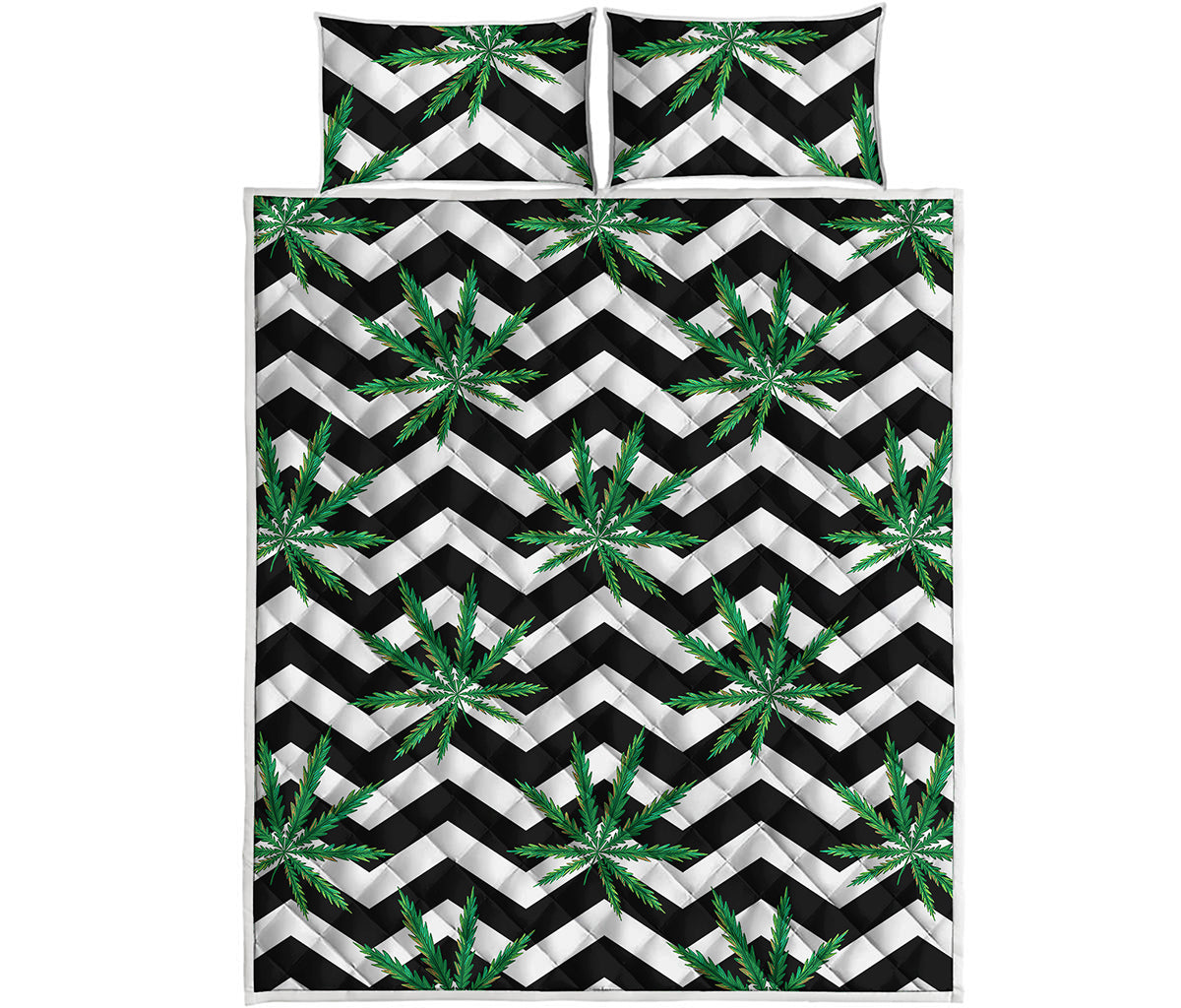Zigzag Weed Pattern Print Quilt Bed Set