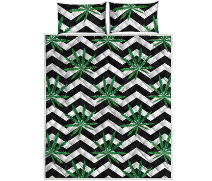 Zigzag Weed Pattern Print Quilt Bed Set