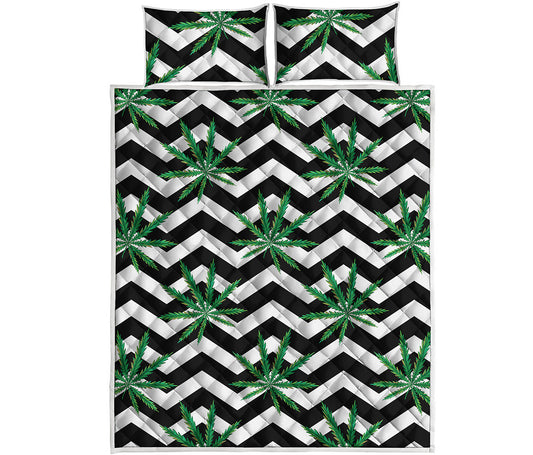 Zigzag Weed Pattern Print Quilt Bed Set