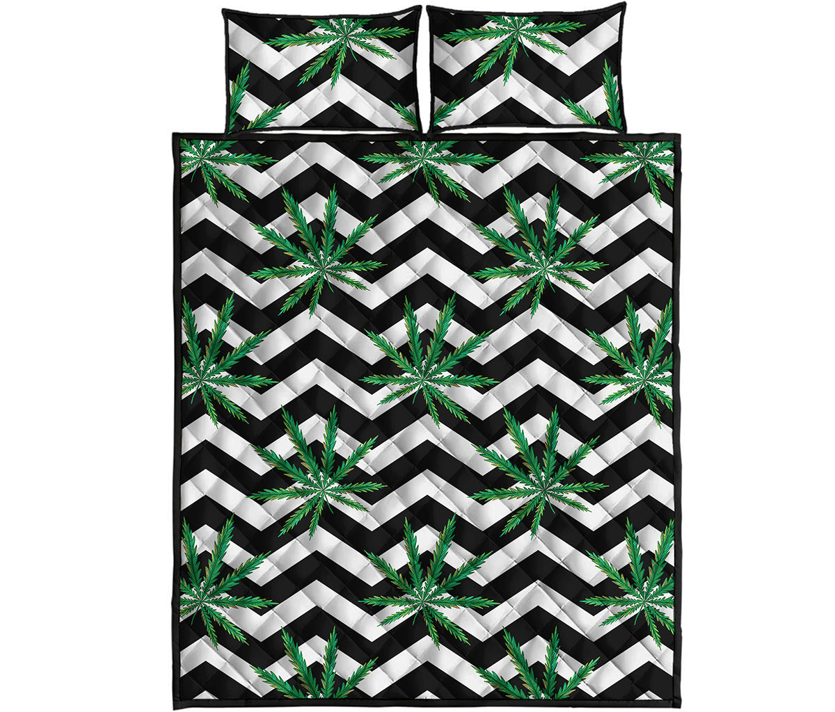 Zigzag Weed Pattern Print Quilt Bed Set