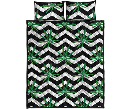 Zigzag Weed Pattern Print Quilt Bed Set