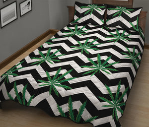 Zigzag Weed Pattern Print Quilt Bed Set